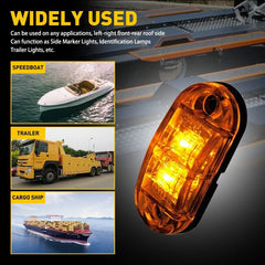 Amber LED Oval Side Marker Lights Truck Trailer Clearance Light Waterproof EOA 6B93BC-57