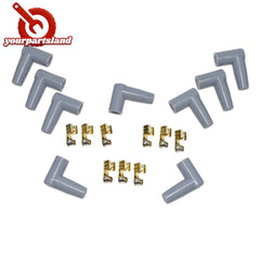 90 degree Spark Plug Wire Male Rubber Boots Terminals Ends Connector Set Grey 6B93BC-57