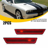 For 2008-2014 Dodge Challenger Red Lens Rear Bumper Side Marker Light Housings A 6B93BC-57