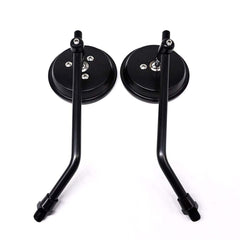 Pair Motorcycle Rearview Mirror Set 10mm Chrome Round Shape - Classic Style