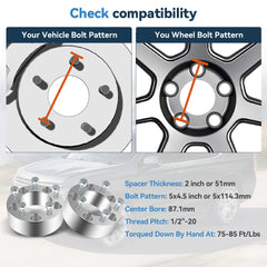 2X 2 inch Wheel Spacers 5x4.5 For Ford Ranger Mercury Grand Marquis Mountaineer 6B93BC-57