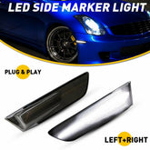 For 03-07 Infiniti G35 White Coupe LED Front Bumper Marker Side Light Smoke Lens 6B93BC-57