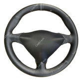 Black Leather Gray Strip Steering Wheel Covers Wrap For Porsche Boxster S 98-04