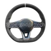 All Black Suede Leather Steering Wheel Hand Sewing Wrap Cover For Nissan Rogue 6B93BC-57