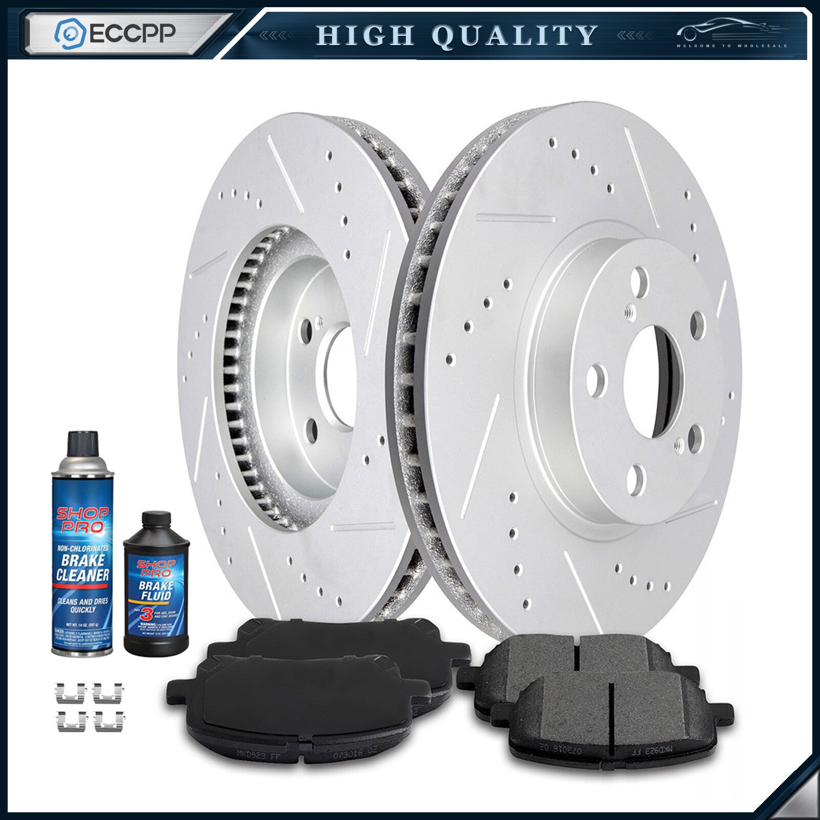 Front Brake Rotor And Pads For Toyota for Corolla 2003-2008 Drilled Slotted 6B93BC-57