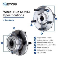 2P Wheel Hub Bearings Front For Chrylser Sebring Dodge Stratus Coupe 2-Door Only 6B93BC-57