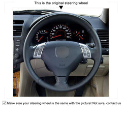 Hand-Sewing Black Leather Steering Wheel Covers Wrap For Honda Accord Coupe 03-