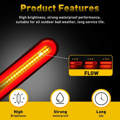 Motorcycle LED Running Brake Stop Turn Signal Tail Light Bar Flowing For UTV ATV 6B93BC-57