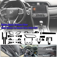 Carbon Fiber Pattern Center Console Molding Sticker Decals For Honda Civic 10th