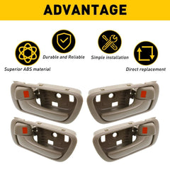 Door Set Handle For 2002-2006 Toyota Camry Front & Rear Inner Beige Plastic 4Pc 6B93BC-57