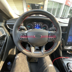 Carbon Fiber&PU Leather Steering Wheel Hand Sewing Wrap Cover For Ford Explorer
