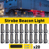 20PCS 6 LED Amber Grill Side Marker Emergency Strobe Light Bar Kit Tow Truck 6B93BC-57