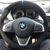 All Black Suede Leather Steering Wheel Hand-stitch on Wrap Cover For BMW X2 2020