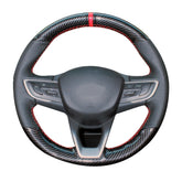 Carbon Fiber&Hole Leather Steering Wheel Hand Sewing Wrap For Chevrolet Orlando