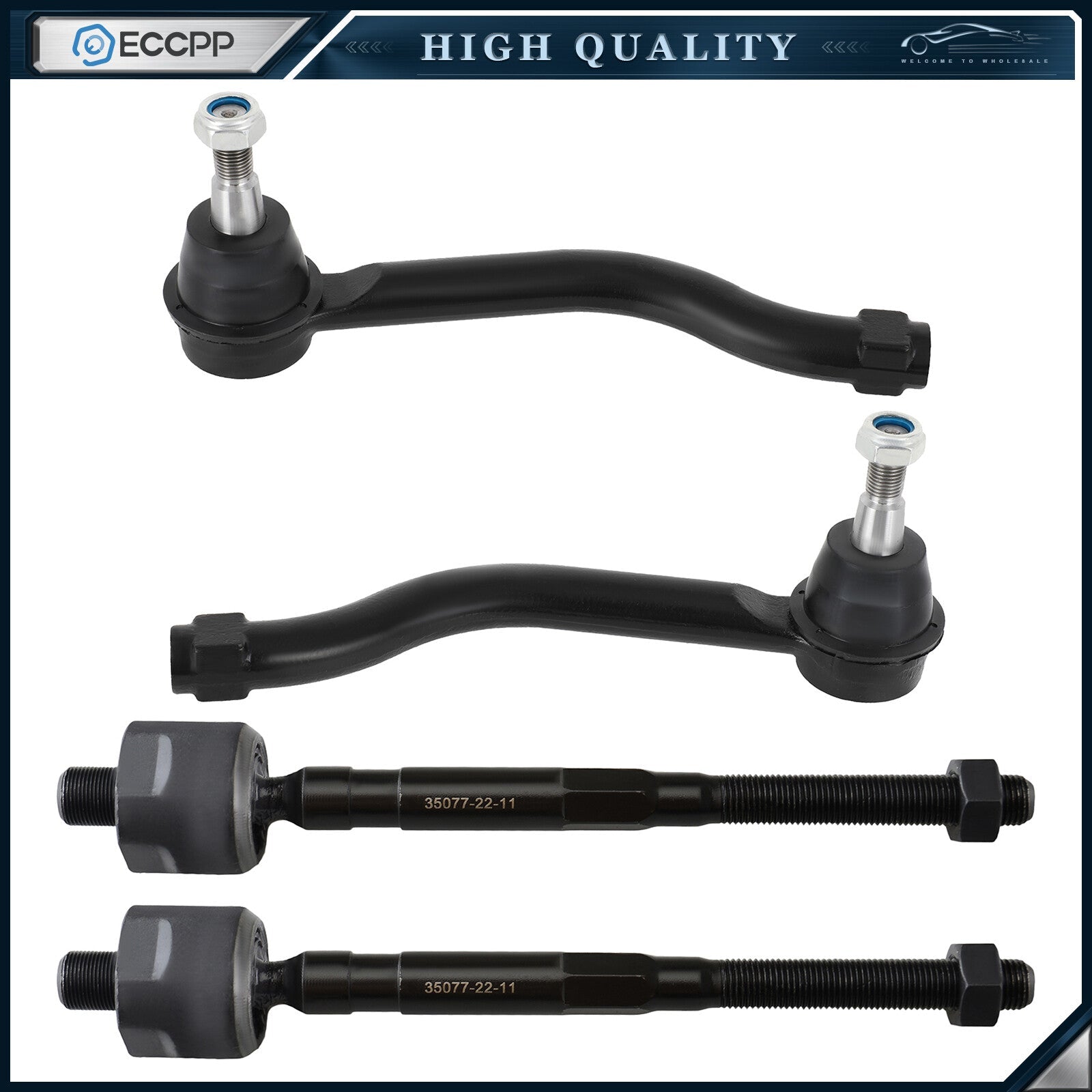 4pc Front Inner and Outer Tie Rod Ends For 2009-2011 2012 2013 2014 issan Murano 6B93BC-57
