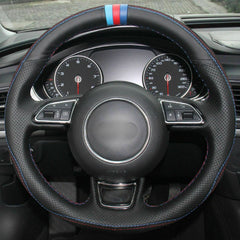 Top Leather Steering Wheel Hand-stitch on Wrap Cover For Audi A5 A7 A1 A3