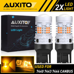2X AUXITO 7440 Amber LED Turn Signal Light Bulbs Anti Hyper Flash Error Free EOA AUXITO
