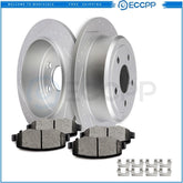 Rear Ceramic Brake Pads And Rotors Discs For 2007-2017 Jeep Wrangler JK Slotted 6B93BC-57