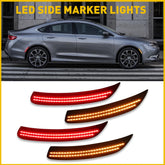 For 2015-2017 Chrysler 200 Front LED Rear Bumper Side Marker Lights Smoked 4PCS 6B93BC-57