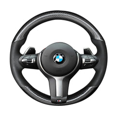 Carbon Fiber&Hole Leather Steering Wheel Hand Sewing Wrap Cover Fit For BMW M3