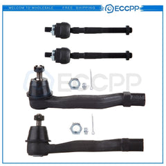 4x For 1994-1997 Integra Civic del Sol Steering Inner Outer Tie Rod Ends Set