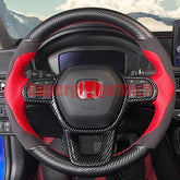 3D Carbon Fiber&Suede Steering Wheel Hand Sewing Wrap Cover For Honda Civic 22