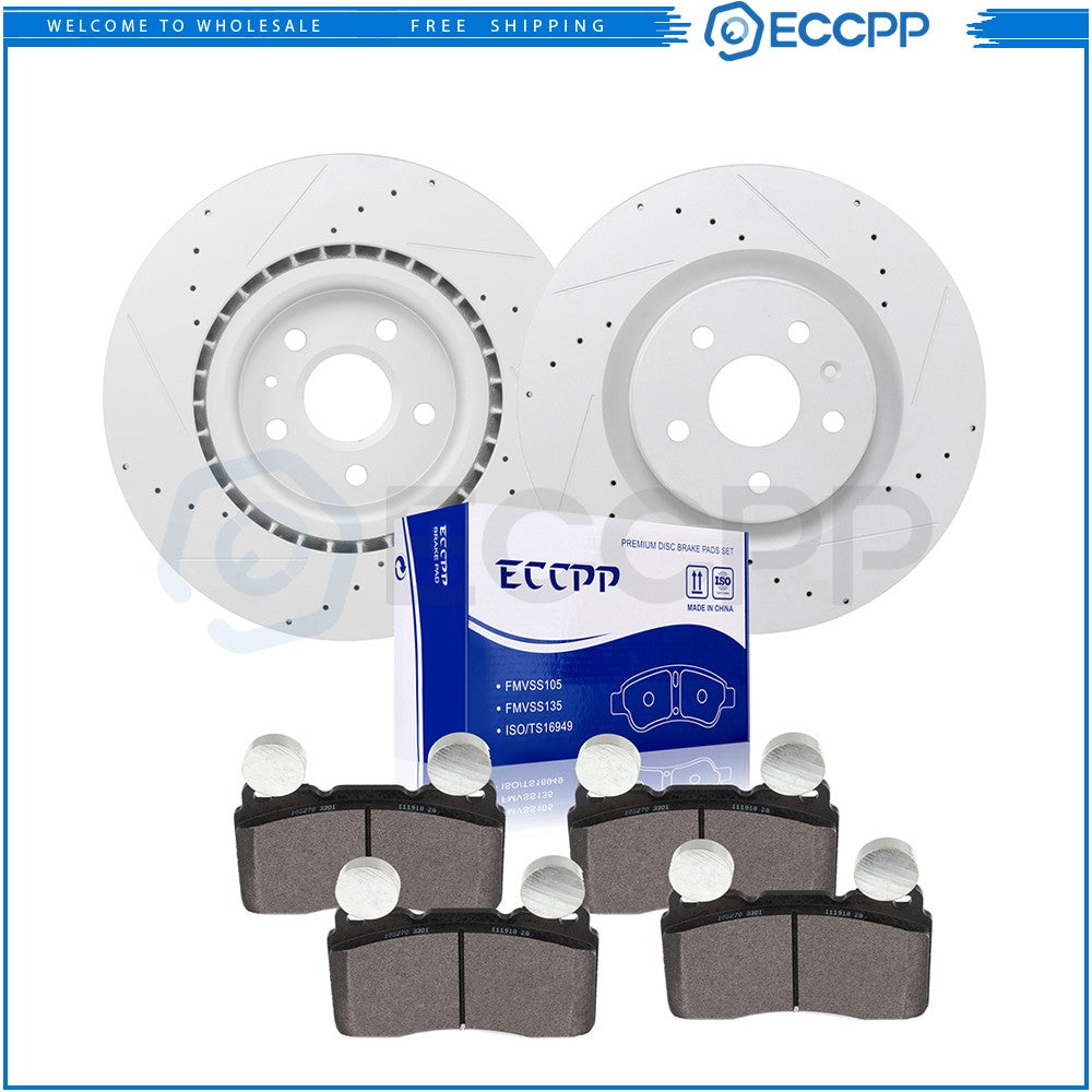 Front Brake Rotors + Ceramic Brake Pads for 2011-2014 2015 Chevy Camaro SS 6.2L 6B93BC-57