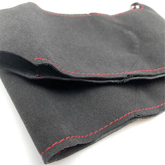 Black Suede Leather Steering Wheel Red Stitch Wrap Cover For Porsche Panamera