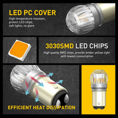 AUXITO 1157 BAY15D Amber Yellow LED Turn Signal Parking Light Bulb Error Free EA AUXITO