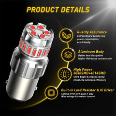 2X AUXITO 1156 BA15s P21W LED Brake Tail High Stop Light Bulbs Lamps Red 2F EOA AUXITO