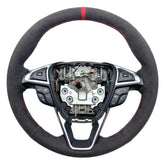 Black Suede Leather Steering Wheel Hand Sewing Wrap Cover For Ford Fusion/Edge
