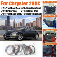 Door Rubber Seal Strips Weather Draft Noise Reduction Kit For Chrysler 200C