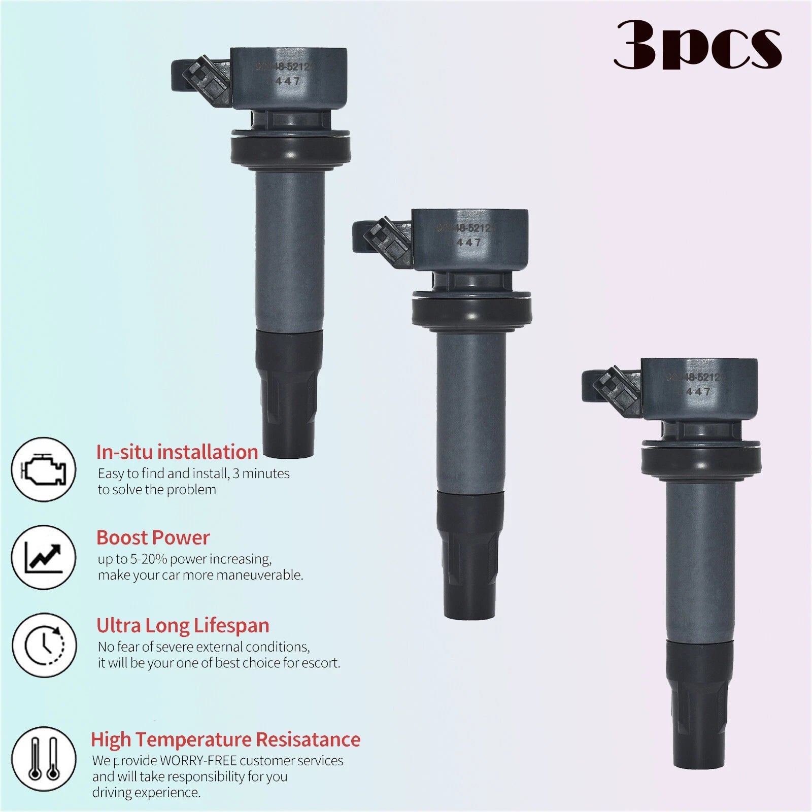 3pcs Ignition Coil 90048-52125 For Daihatsu Charade Sirion Mira Charade YRV 6B93BC-57