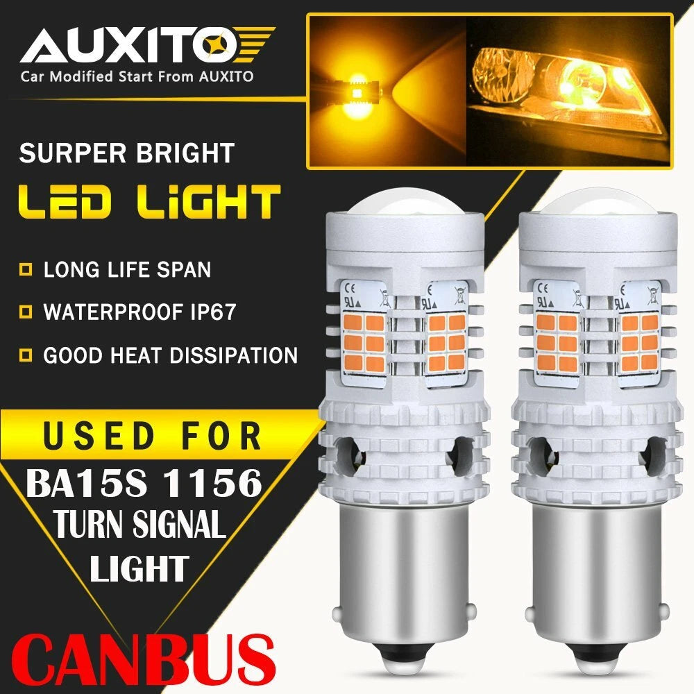 AUXITO Amber 1156 BA15S 1156A LED Turn Signal Lights Anti Hyper Flash Error Free AUXITO