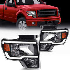 ECCPP LED Headlights Assembly For Ford F-150 F150 2009-2014 Pair Kit Black Amber 6B93BC-57