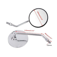 2x 10mm Chrome Motorcycle Rearview Mirrors Round For Triumph Bonneville 650 750
