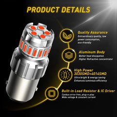 2X AUXITO 1157 LED Red Bright Brake Tail Stop Light Parking Bulbs 98% Error Free AUXITO