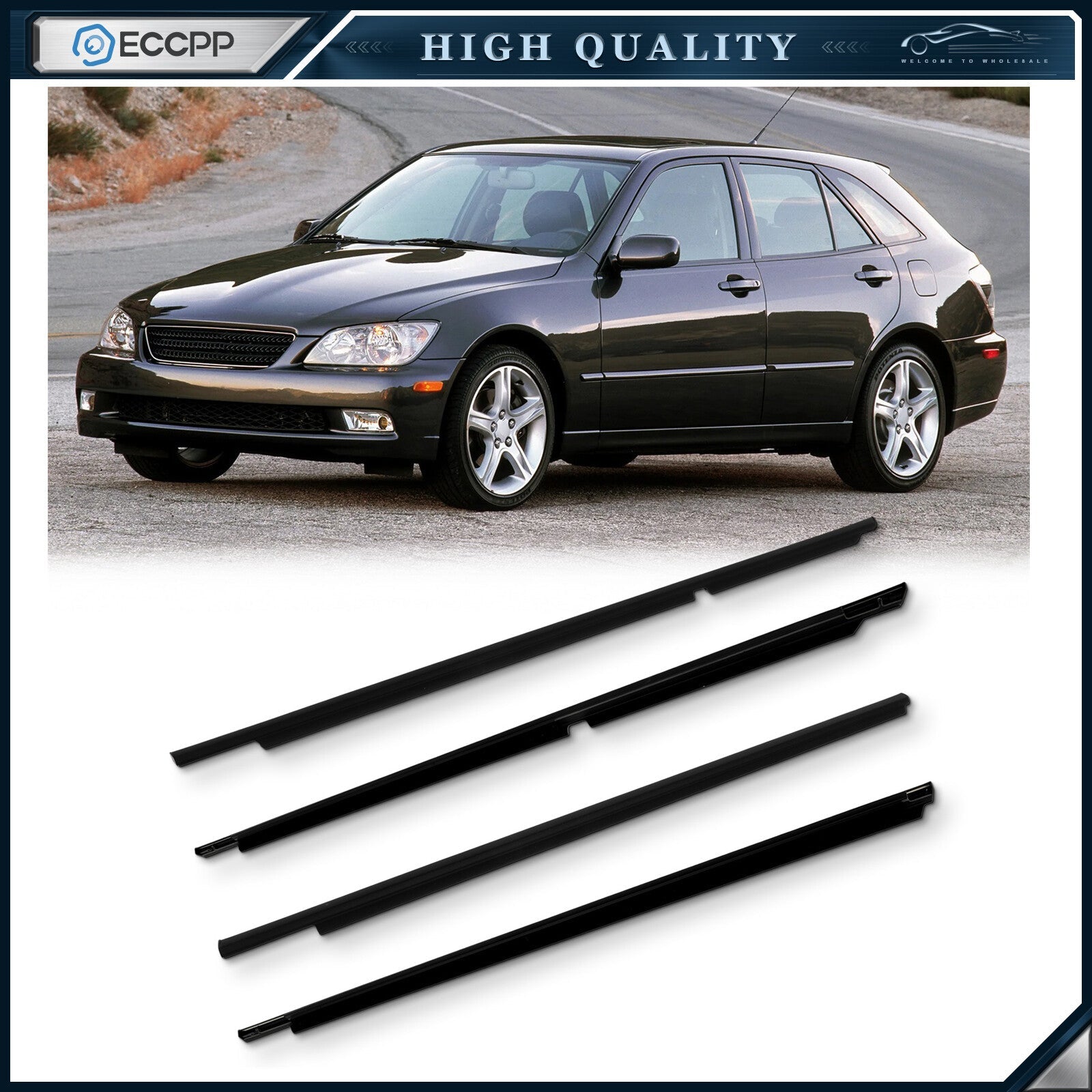 For 2001-2005 Lexus IS300 Front & Rear Door Window Seal Belt Molding 6B93BC-57