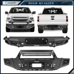 For 2009-2014 Ford F150 Pickup Front Rear Bumper w/Winch Plate LED lights & Leds