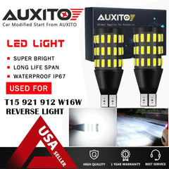AUXITO LED Reverse Back Up Light Bulb 921 912 W16W T15 906 916 Super White 6000K AUXITO