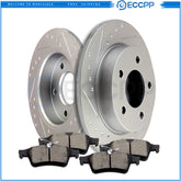 Fits 2008 2009 - 2012 Mazda 3 2.0L Rear Slotted Brake Rotors And Ceramic Pads KOEEP