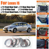 Door Rubber Seal Strips Weather Draft Wind Noise Reduction Kit For Lexus IS