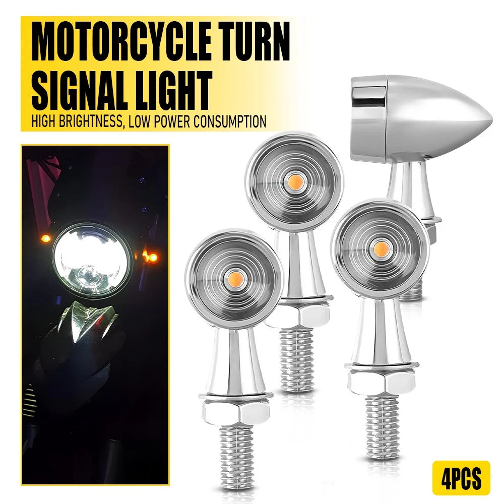 4x Chrome Motorcycle Bullet Amber Blinker Running LED Turn Signals Tail Light EA 6B93BC-57