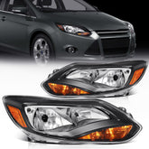 ECCPP Headlights Assembly For Ford Focus 2.0L 2012-2014 Pair Kit Black Amber 6B93BC-57