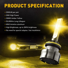 880 892 LED Fog Light Bulbs DRL Low Foglight Beam Day Running Light Amber 2000LM 6B93BC-57