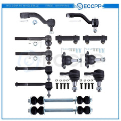 Complete 14PCS Front Upper Lower Ball Joints Pitman Arm Fits Chevy K1500 4WD