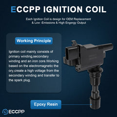 ECCPP 4 Ignition Coils For 1.8L I4 Mazda Miata 2001 2002 2003 2004 2005