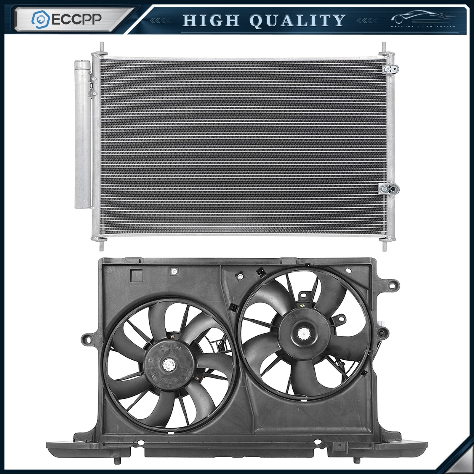Electric AC Condenser Cooling Fan Kit For 2008 2009 2010 2011-2015 Scion xB 6B93BC-57