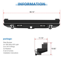 ECCPP Steel Rear Bumper Guard LED Light Bar Fog Lamps For 1984-01 JEEP Cherokee