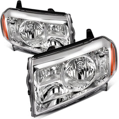 Pair Kit Headlights Assembly For 2009-2011 Honda Pilot SUV 3.5L Chrome Amber 6B93BC-57